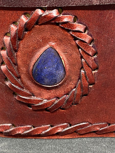 Leather Journal with Blue Lapis Stone (4.5" x 6")