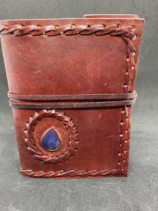 Leather Journal with Blue Lapis Stone (4.5" x 6")