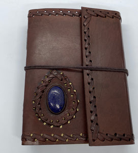 Leather Journal with Blue Lapis Stone (6" x 8")