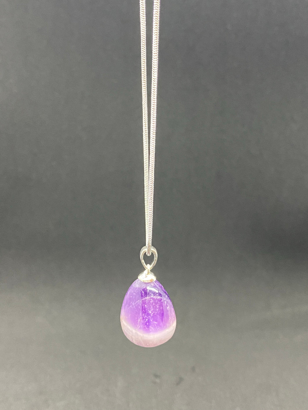 Silver Necklace with Small Amethyst Pendant