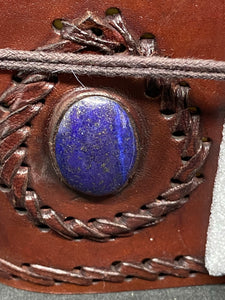 Leather Journal with Blue Lapis Stone (4.5" x 6")